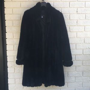 Black faux fur coat